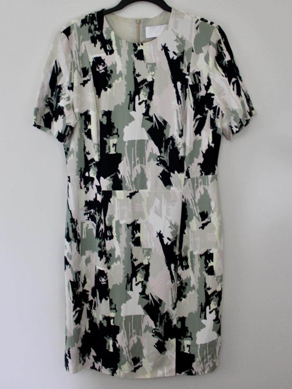 Hugo Boss Abstract Painterly Print Structured Shift Dress Size 8